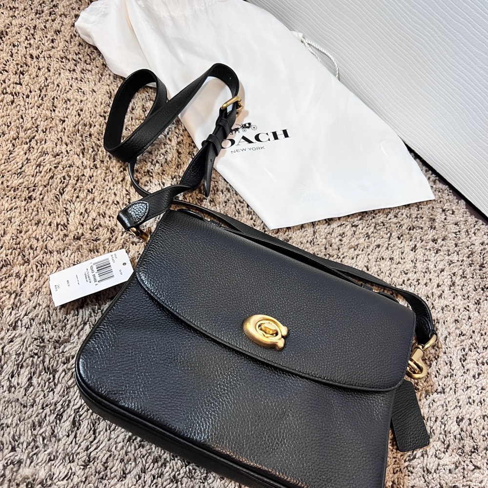 Coach large Black Cassie Crossbody Bag with brass hardware